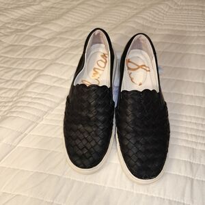 sam Edelman Women's Black Woven Slip-On Sneakers Size 5